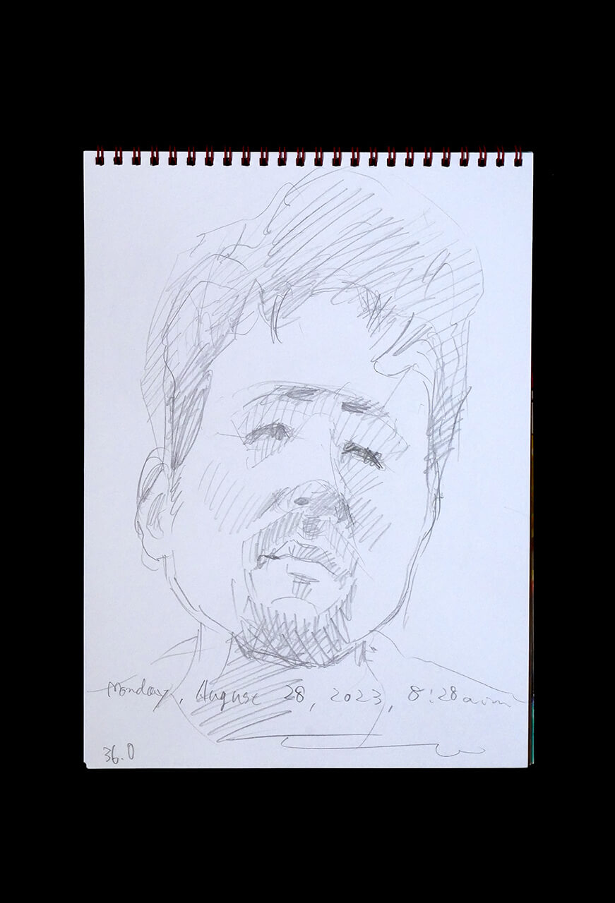 Contemporary artist SHINTAKU Tomoni's 2023/8/28 Self-portrait or pencil drawing