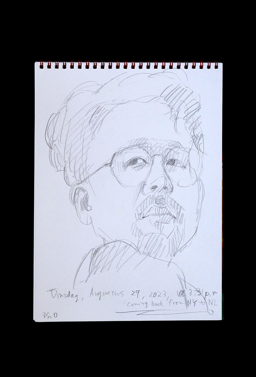 Contemporary artist SHINTAKU Tomoni's 2023/8/29 Self-portrait or pencil drawing
