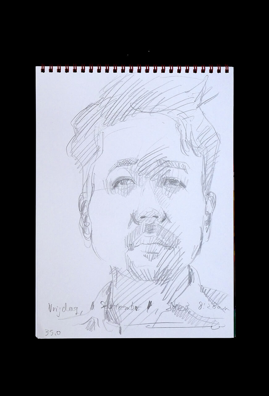 Contemporary artist SHINTAKU Tomoni's 2023/9/1 Self-portrait or pencil drawing