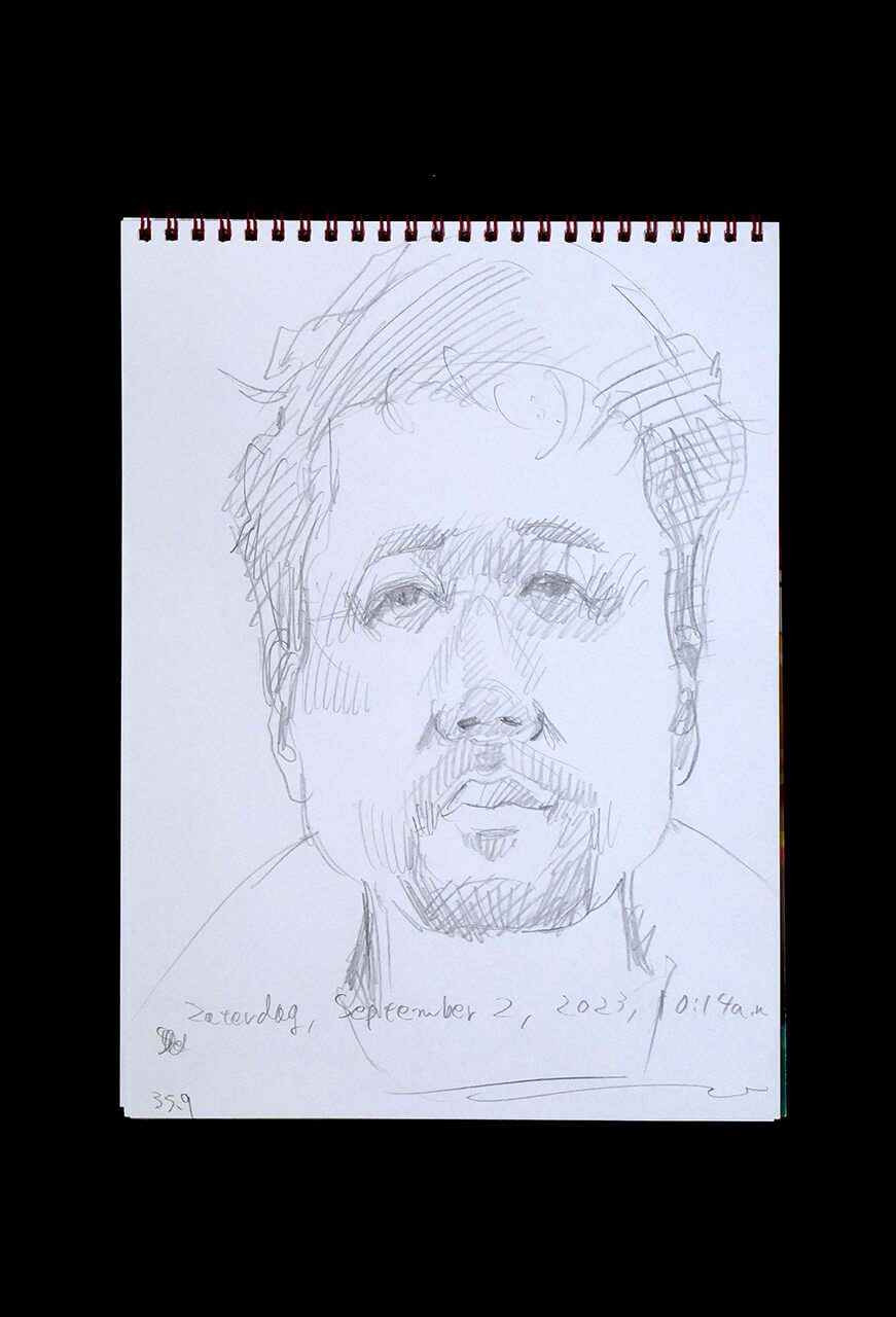Contemporary artist SHINTAKU Tomoni's 2023/9/2 Self-portrait or pencil drawing