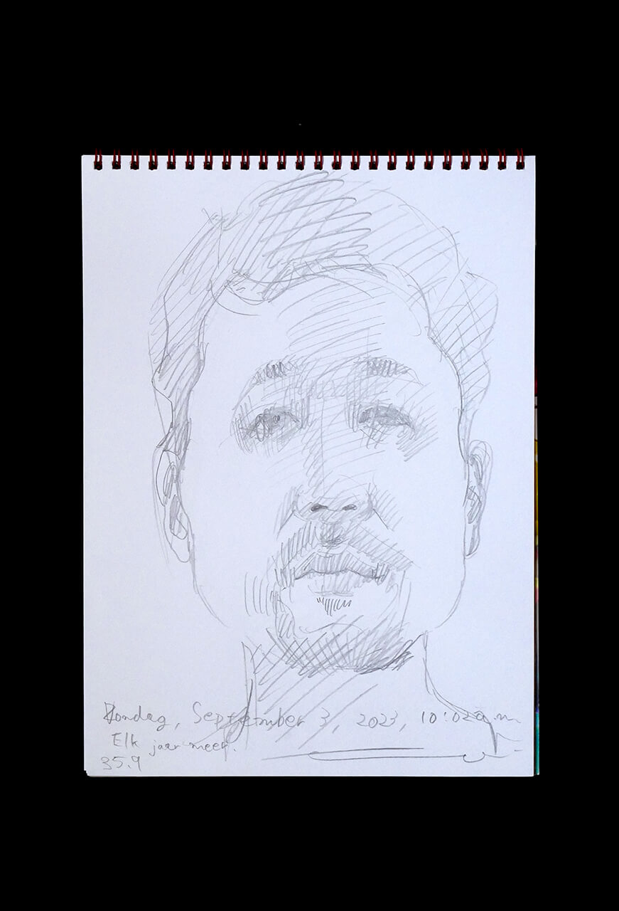 Contemporary artist SHINTAKU Tomoni's 2023/9/3 Self-portrait or pencil drawing