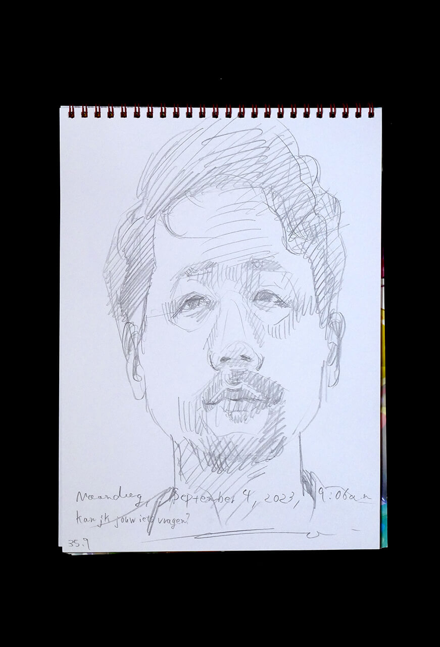 Contemporary artist SHINTAKU Tomoni's 2023/9/4 Self-portrait or pencil drawing