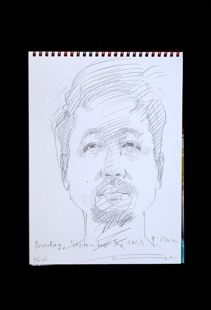 Contemporary artist SHINTAKU Tomoni's 2023/9/5 Self-portrait or pencil drawing