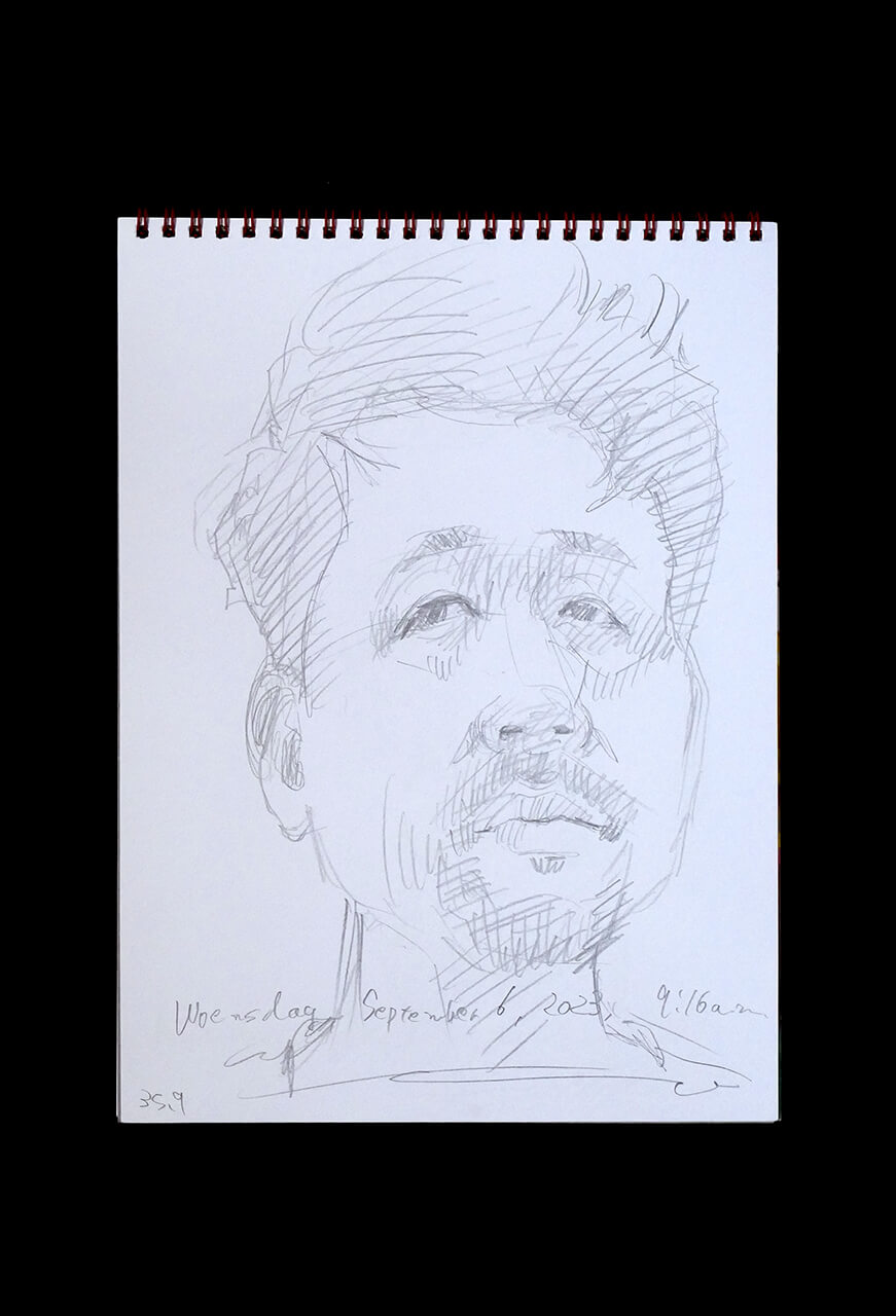 Contemporary artist SHINTAKU Tomoni's 2023/9/6 Self-portrait or pencil drawing