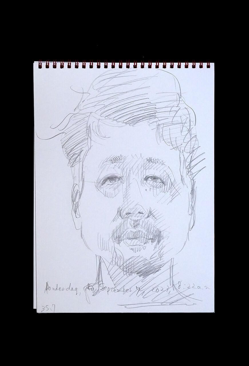 Contemporary artist SHINTAKU Tomoni's 2023/9/7 Self-portrait or pencil drawing
