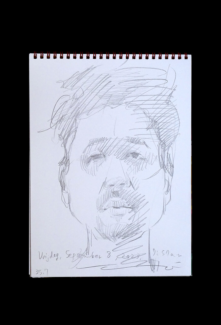 Contemporary artist SHINTAKU Tomoni's 2023/9/8 Self-portrait or pencil drawing