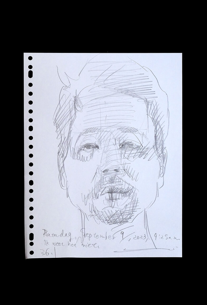 Contemporary artist SHINTAKU Tomoni's 2023/9/9 Self-portrait or pencil drawing