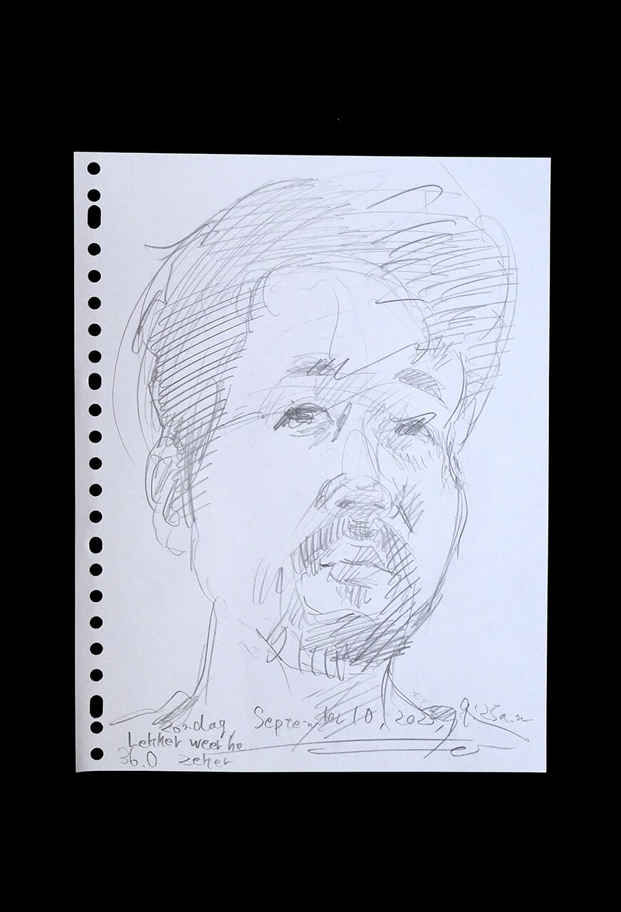 Contemporary artist SHINTAKU Tomoni's 2023/9/10 Self-portrait or pencil drawing