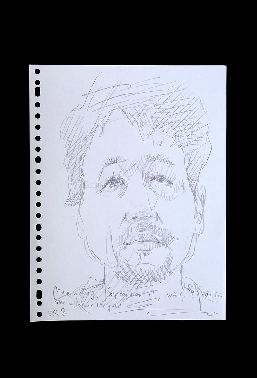Contemporary artist SHINTAKU Tomoni's 2023/9/11 Self-portrait or pencil drawing