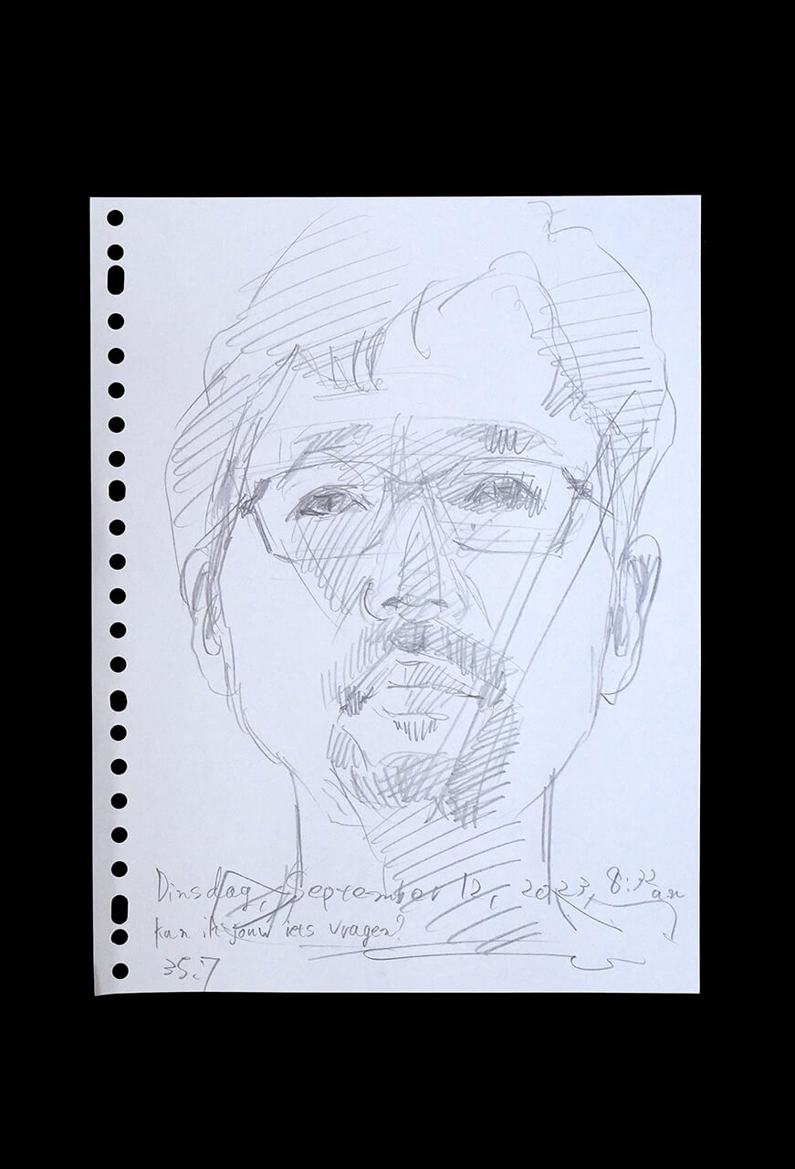 Contemporary artist SHINTAKU Tomoni's 2023/9/12 Self-portrait or pencil drawing