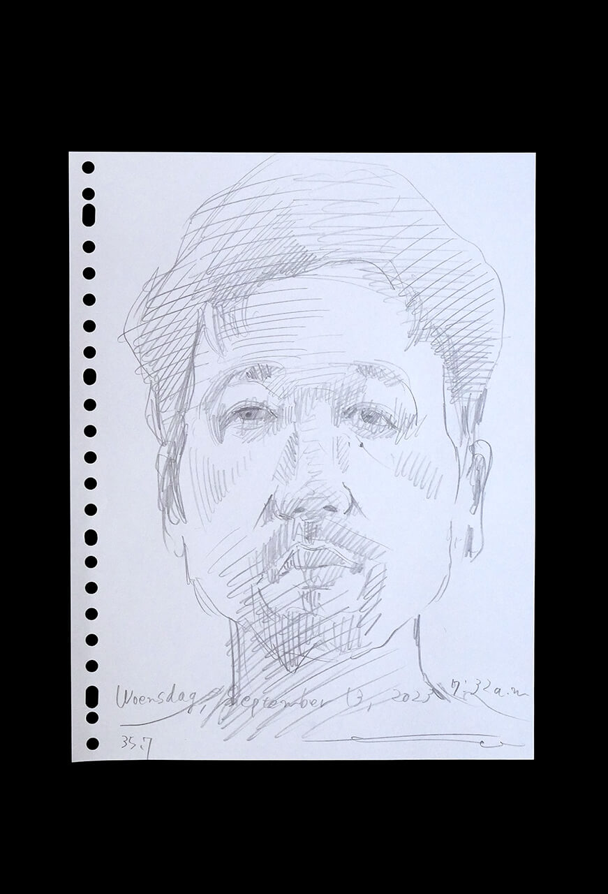 Contemporary artist SHINTAKU Tomoni's 2023/9/13 Self-portrait or pencil drawing