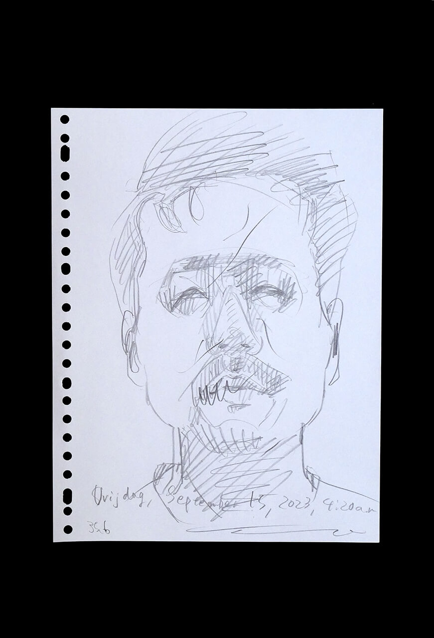 Contemporary artist SHINTAKU Tomoni's 2023/9/15 Self-portrait or pencil drawing