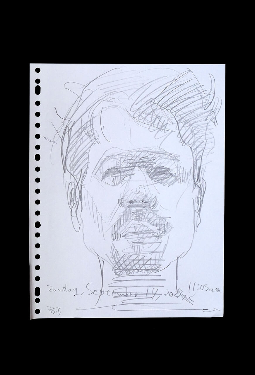 Contemporary artist SHINTAKU Tomoni's 2023/9/17 Self-portrait or pencil drawing