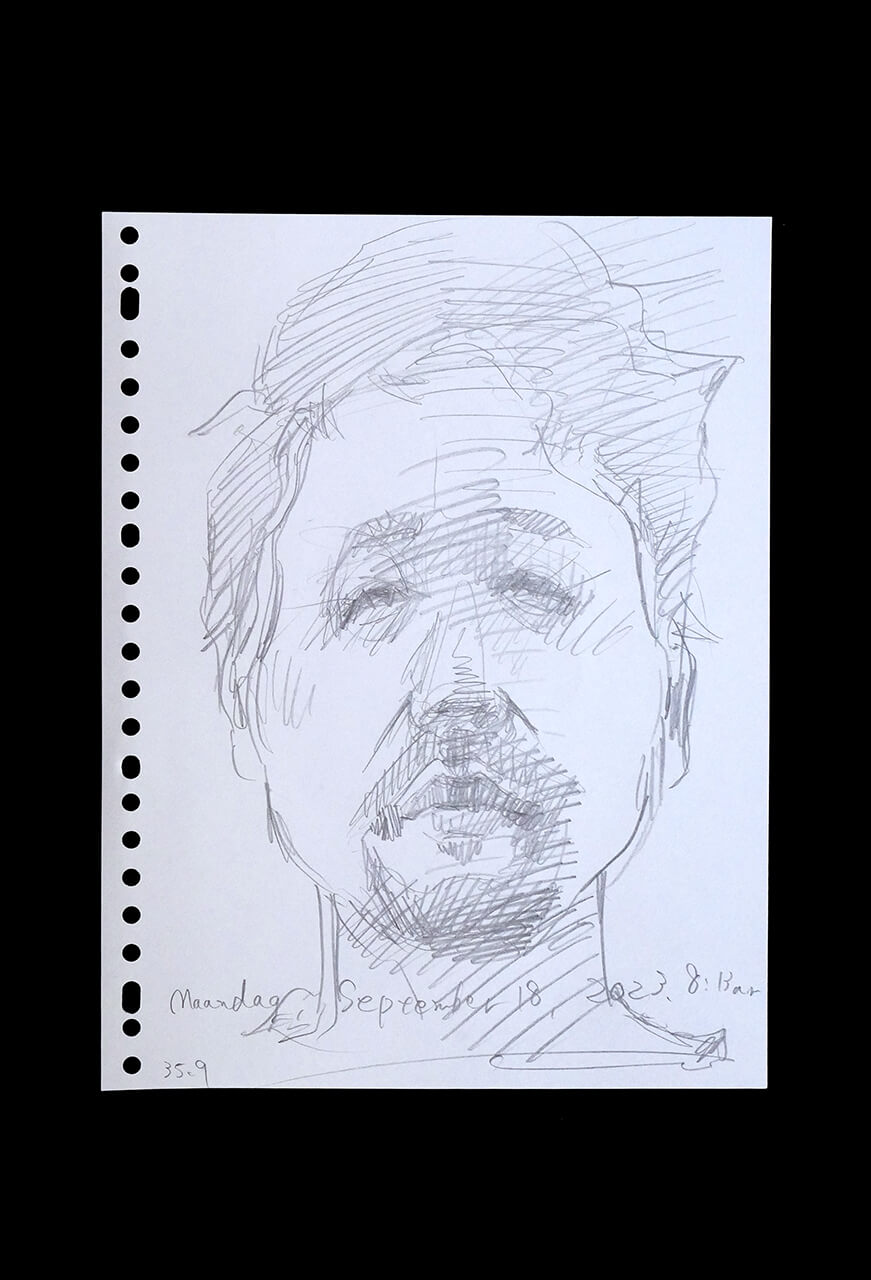 Contemporary artist SHINTAKU Tomoni's 2023/9/18 Self-portrait or pencil drawing