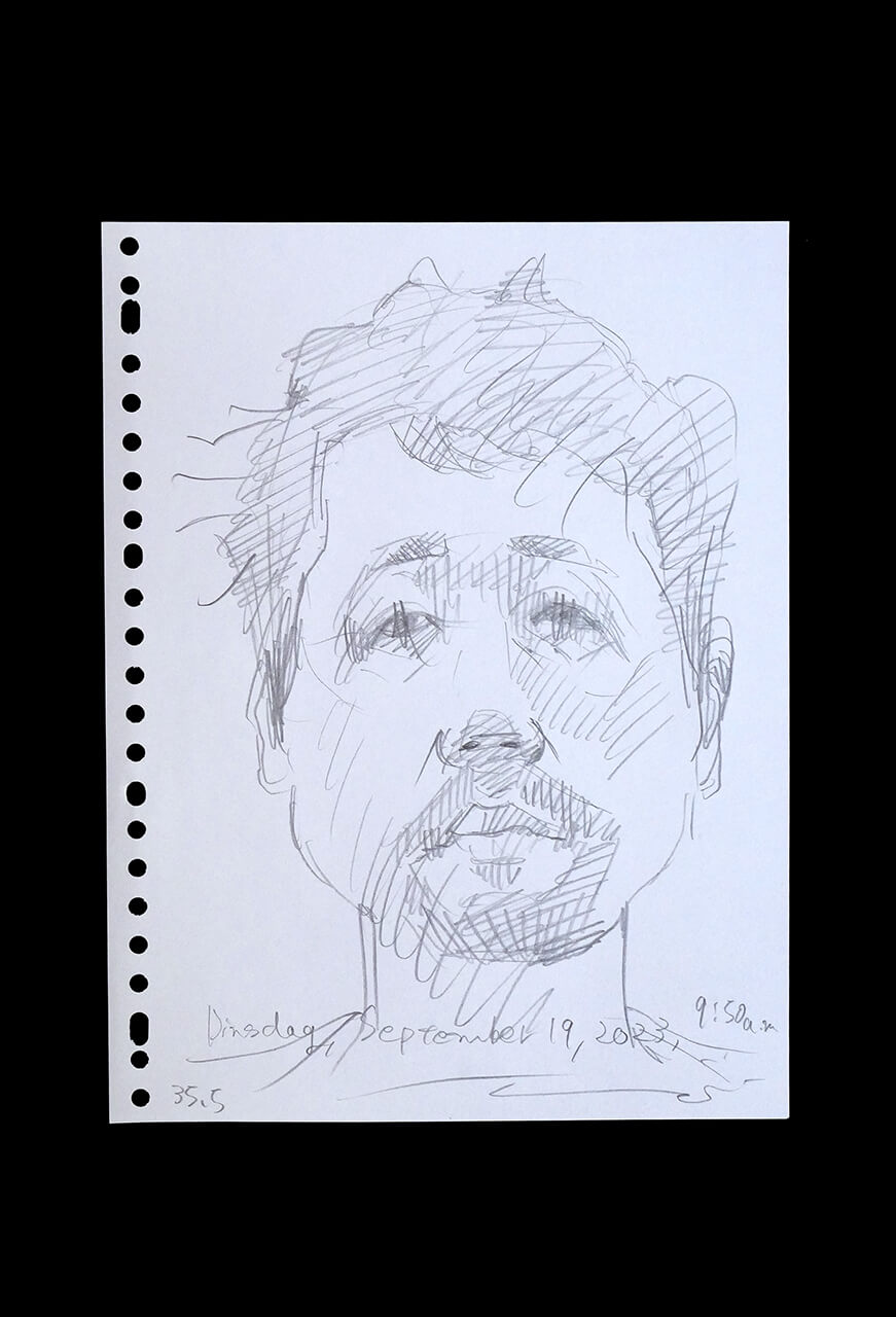 Contemporary artist SHINTAKU Tomoni's 2023/9/19 Self-portrait or pencil drawing