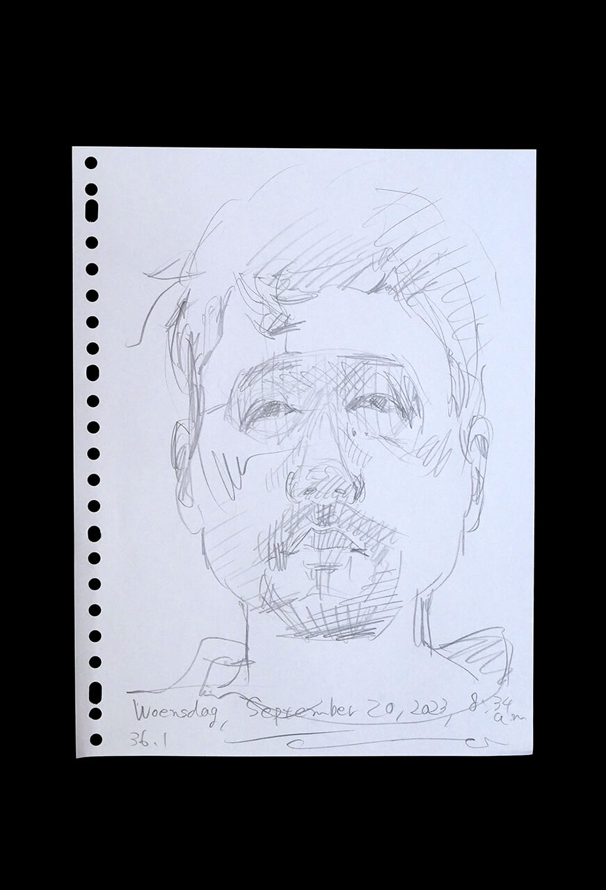 Contemporary artist SHINTAKU Tomoni's 2023/9/20 Self-portrait or pencil drawing