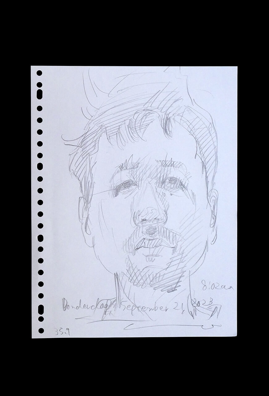 Contemporary artist SHINTAKU Tomoni's 2023/9/21 Self-portrait or pencil drawing