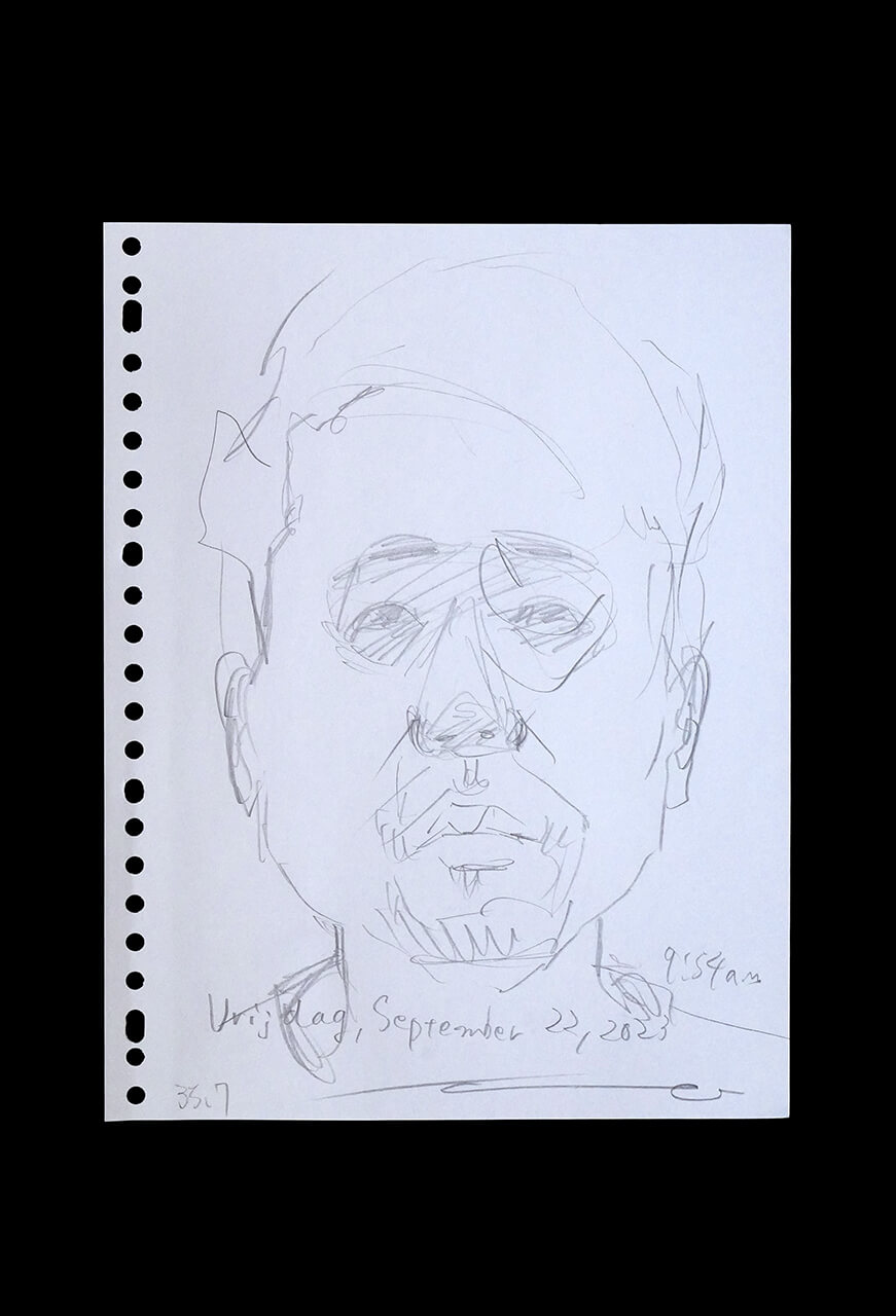 Contemporary artist SHINTAKU Tomoni's 2023/9/22 Self-portrait or pencil drawing