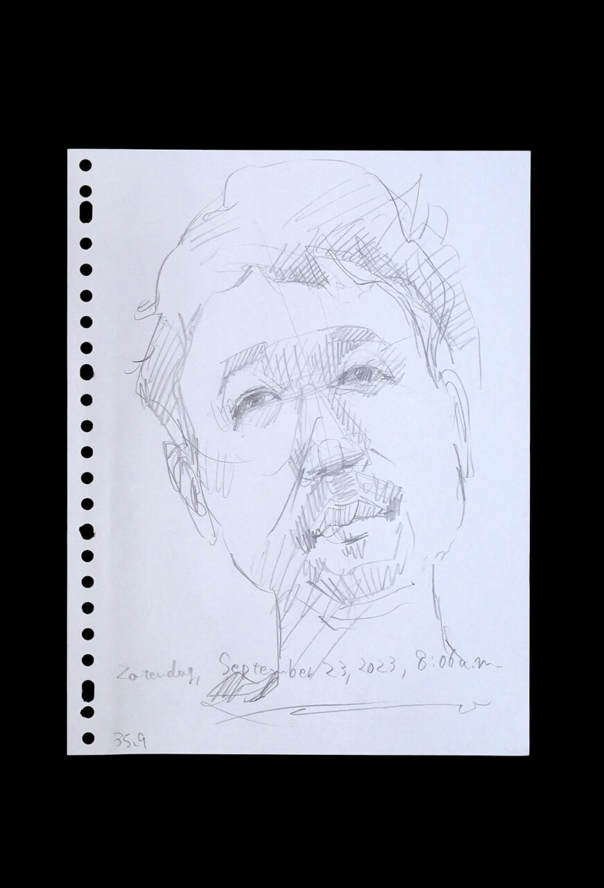 Contemporary artist SHINTAKU Tomoni's 2023/9/23 Self-portrait or pencil drawing