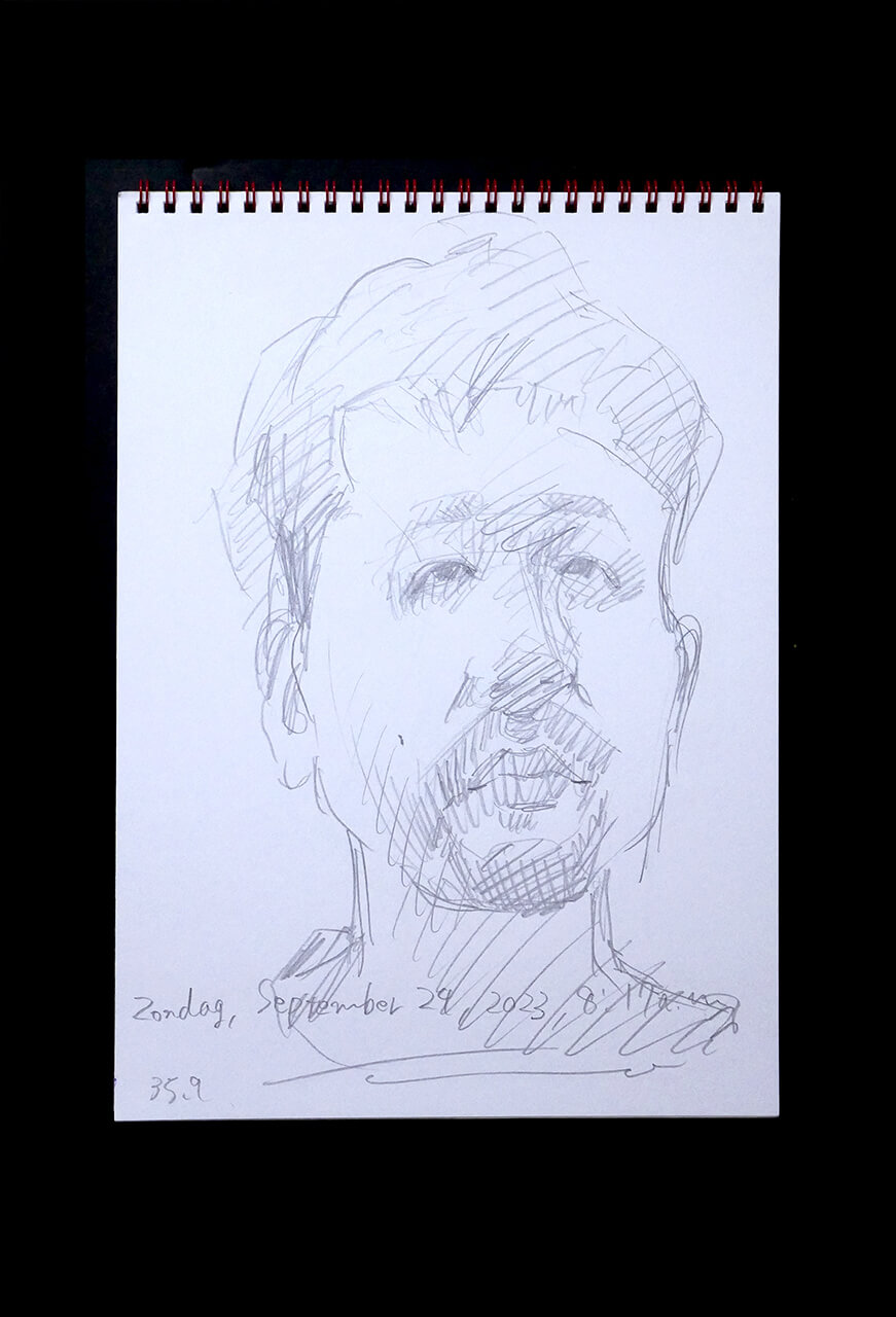 Contemporary artist SHINTAKU Tomoni's 2023/9/24 Self-portrait or pencil drawing