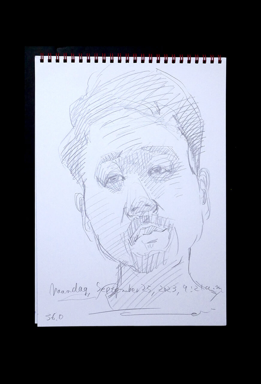 Contemporary artist SHINTAKU Tomoni's 2023/9/25 Self-portrait or pencil drawing