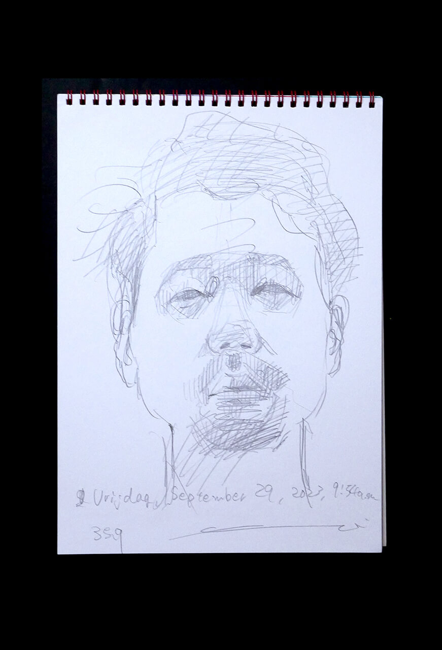 Contemporary artist SHINTAKU Tomoni's 2023/9/29 Self-portrait or pencil drawing