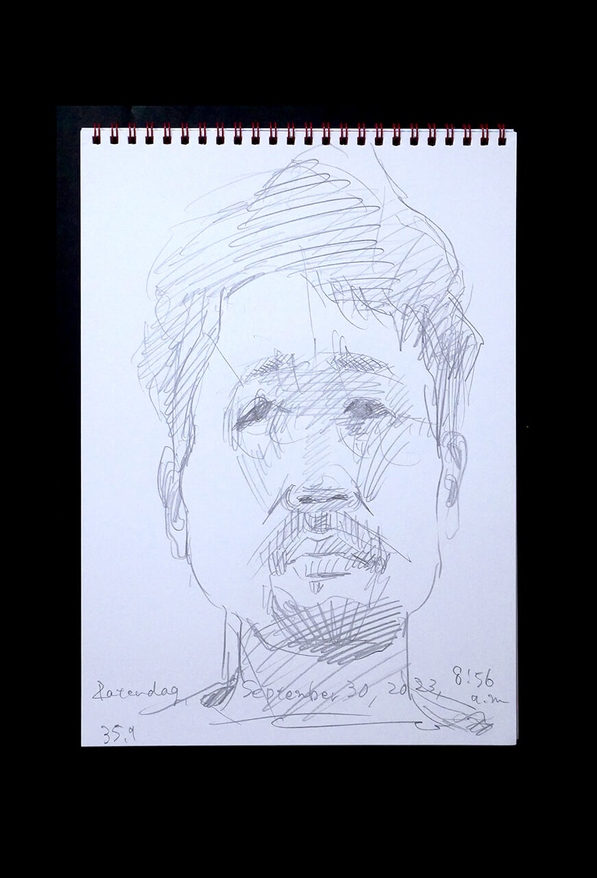 Contemporary artist SHINTAKU Tomoni's 2023/9/30 Self-portrait or pencil drawing