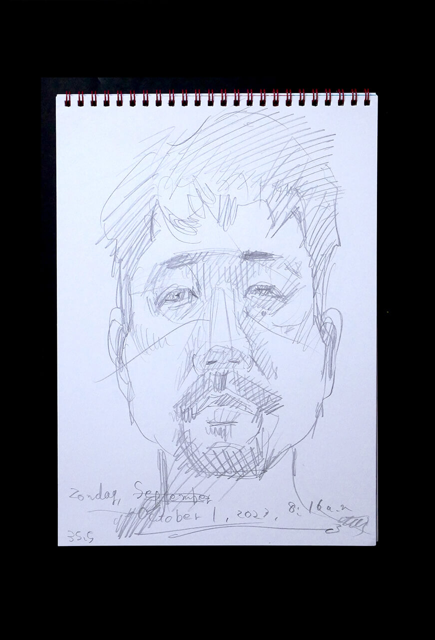 Contemporary artist SHINTAKU Tomoni's 2023/10/1 Self-portrait or pencil drawing