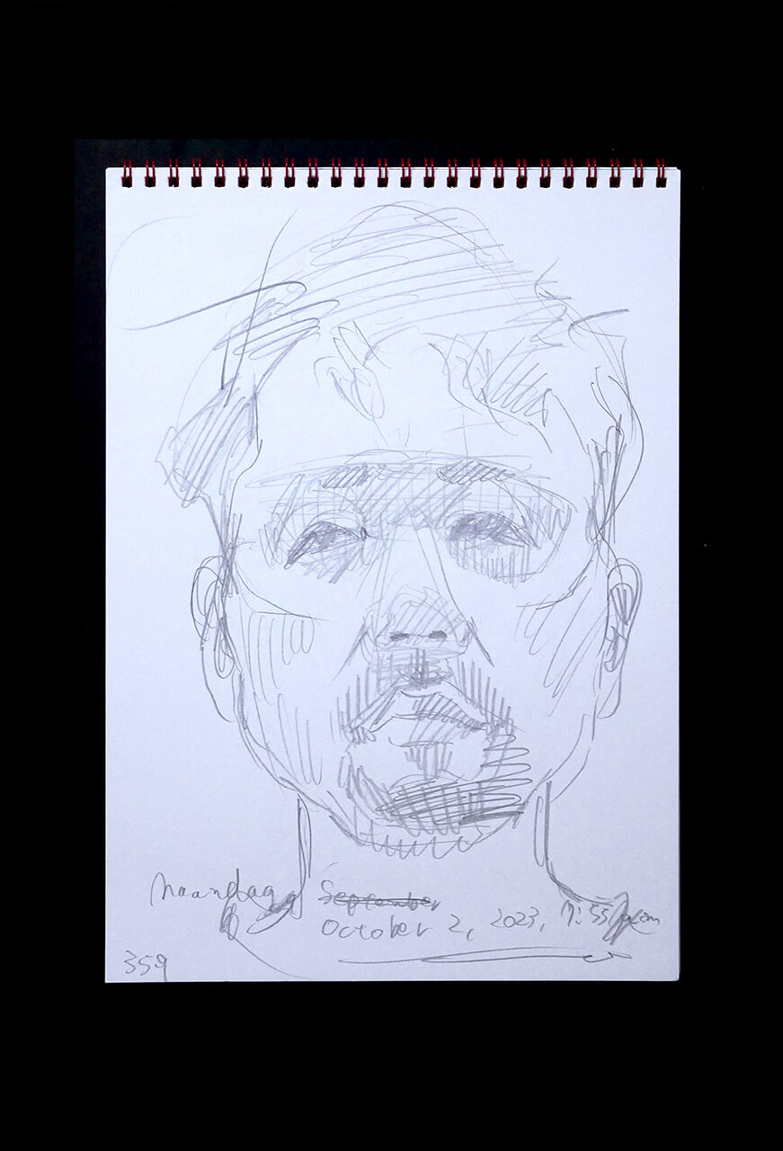 Contemporary artist SHINTAKU Tomoni's 2023/10/2 Self-portrait or pencil drawing