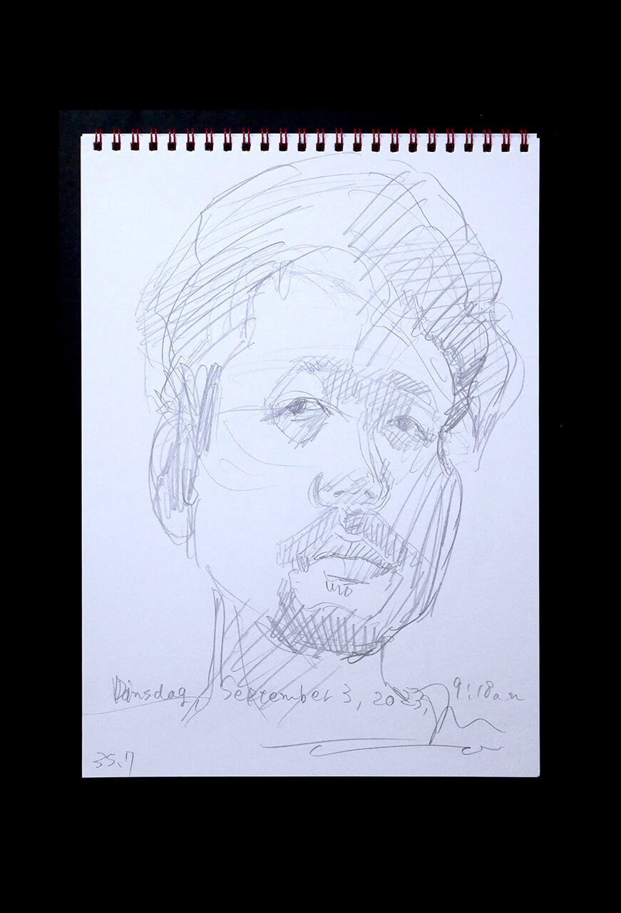 Contemporary artist SHINTAKU Tomoni's 2023/10/3 Self-portrait or pencil drawing