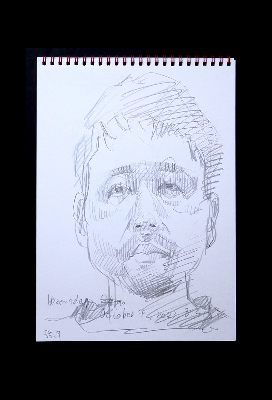 Contemporary artist SHINTAKU Tomoni's 2023/10/4 Self-portrait or pencil drawing