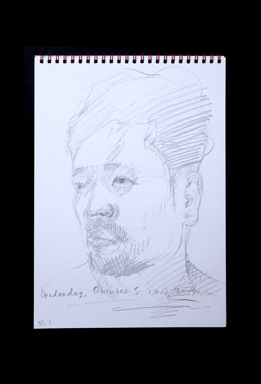 Contemporary artist SHINTAKU Tomoni's 2023/10/5 Self-portrait or pencil drawing