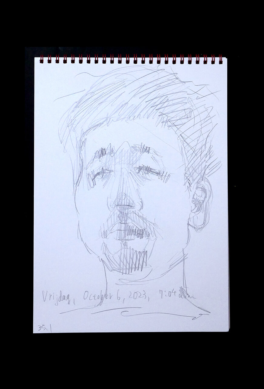 Contemporary artist SHINTAKU Tomoni's 2023/10/6 Self-portrait or pencil drawing