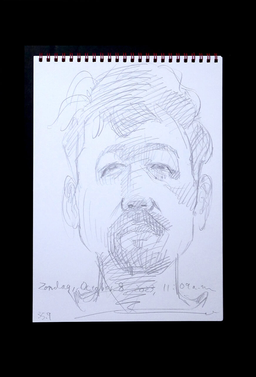 Contemporary artist SHINTAKU Tomoni's 2023/10/8 Self-portrait or pencil drawing