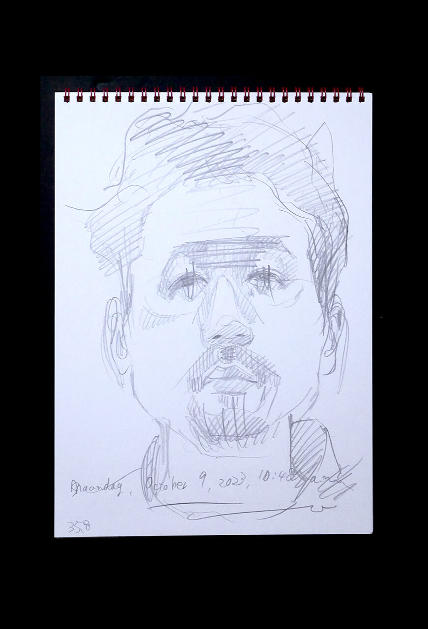 Contemporary artist SHINTAKU Tomoni's 2023/10/9 Self-portrait or pencil drawing