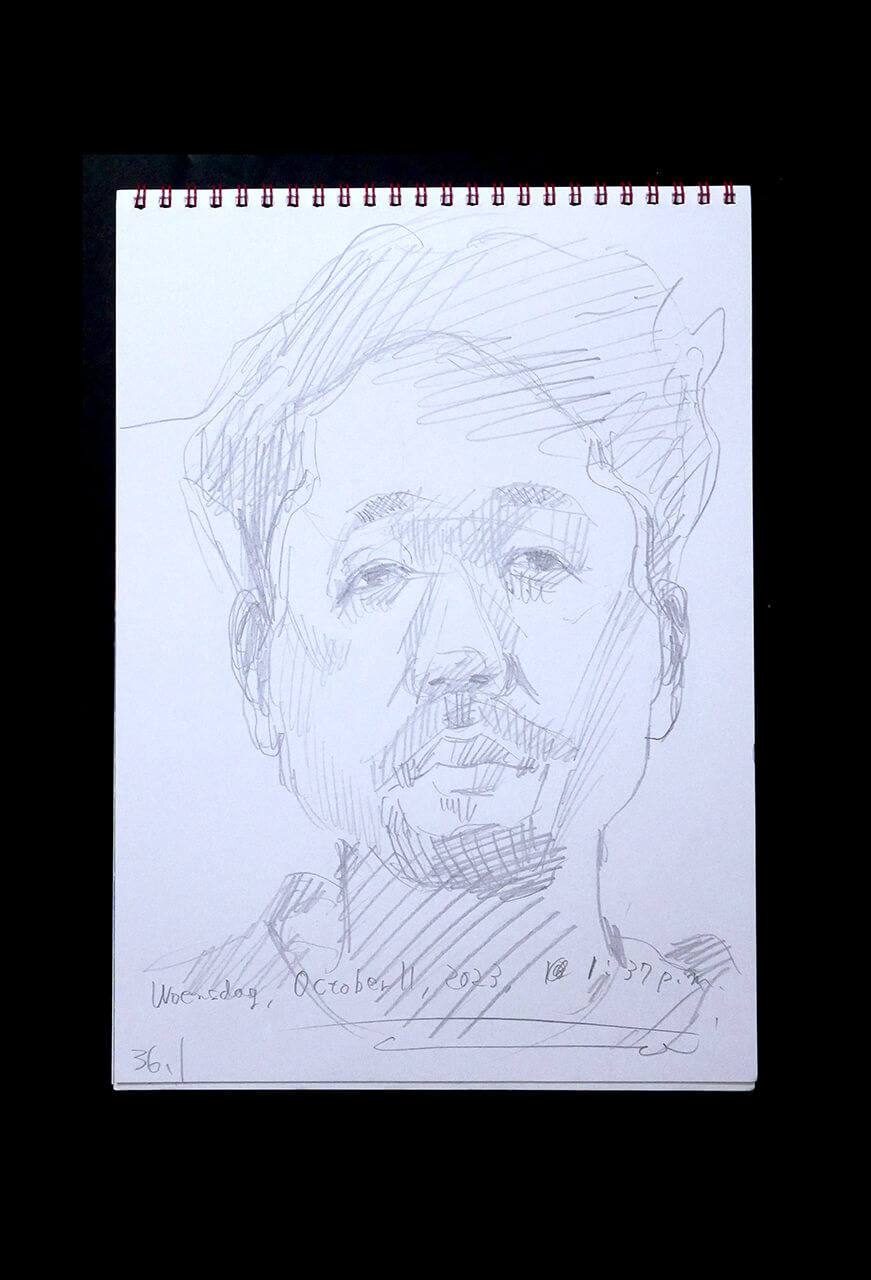 Contemporary artist SHINTAKU Tomoni's 2023/10/11 Self-portrait or pencil drawing