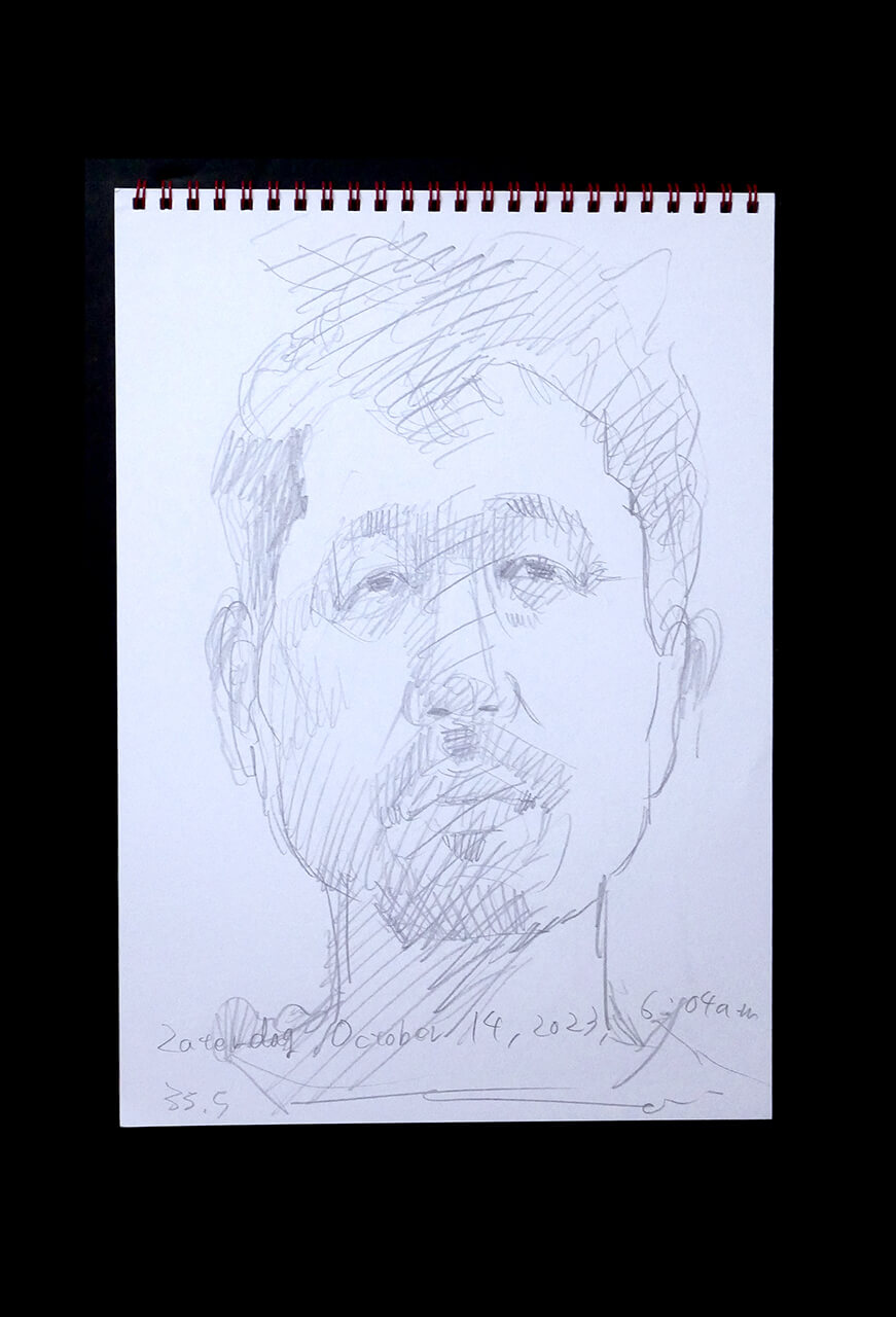 Contemporary artist SHINTAKU Tomoni's 2023/10/14 Self-portrait or pencil drawing