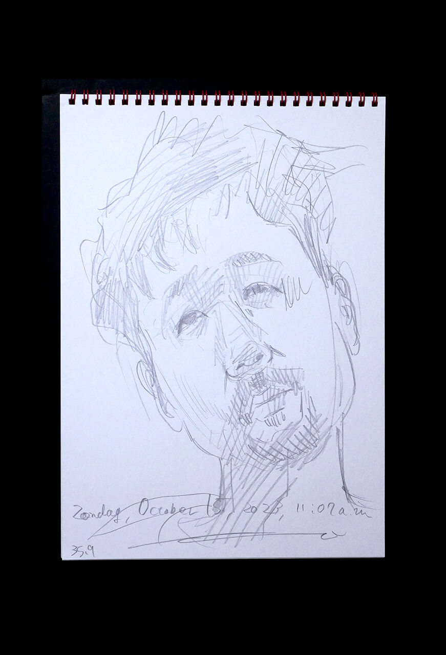 Contemporary artist SHINTAKU Tomoni's 2023/10/15 Self-portrait or pencil drawing