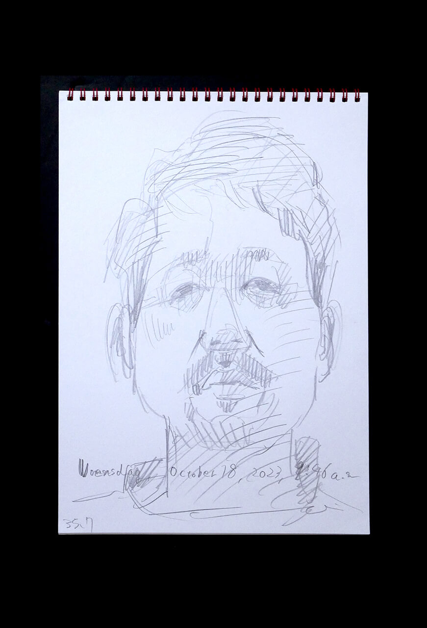 Contemporary artist SHINTAKU Tomoni's 2023/10/18 Self-portrait or pencil drawing