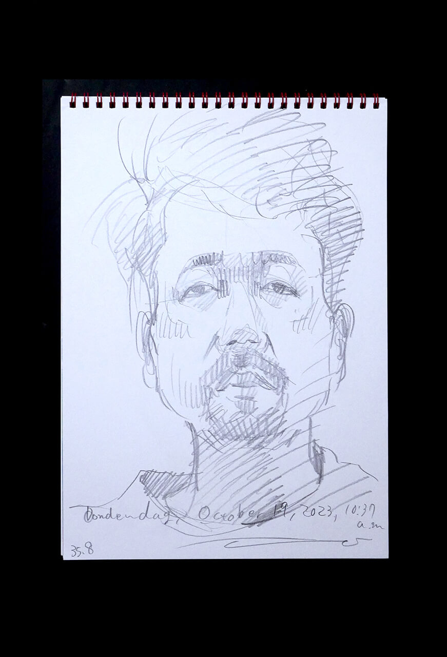 Contemporary artist SHINTAKU Tomoni's 2023/10/19 Self-portrait or pencil drawing