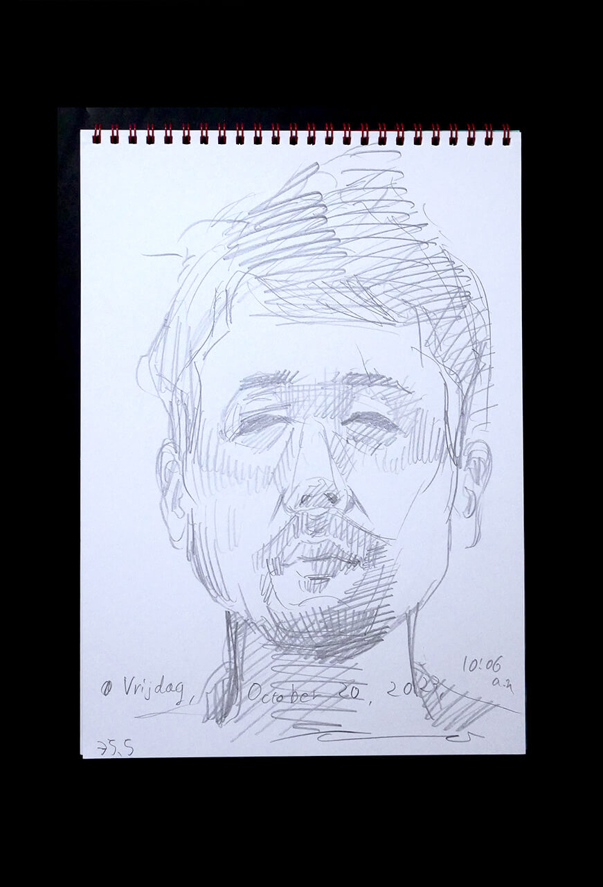 Contemporary artist SHINTAKU Tomoni's 2023/10/20 Self-portrait or pencil drawing