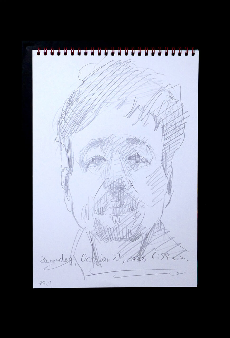 Contemporary artist SHINTAKU Tomoni's 2023/10/21 Self-portrait or pencil drawing