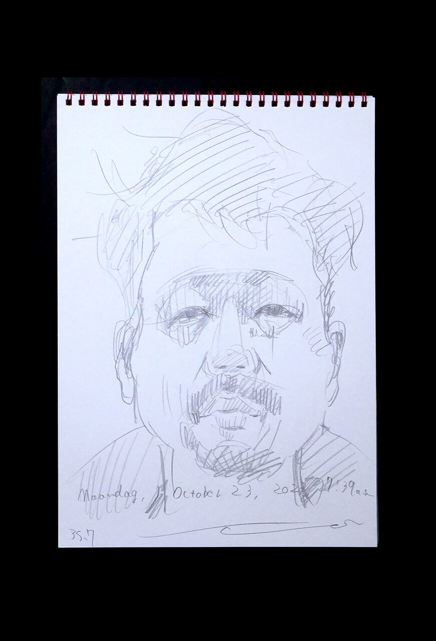 Contemporary artist SHINTAKU Tomoni's 2023/10/23 Self-portrait or pencil drawing