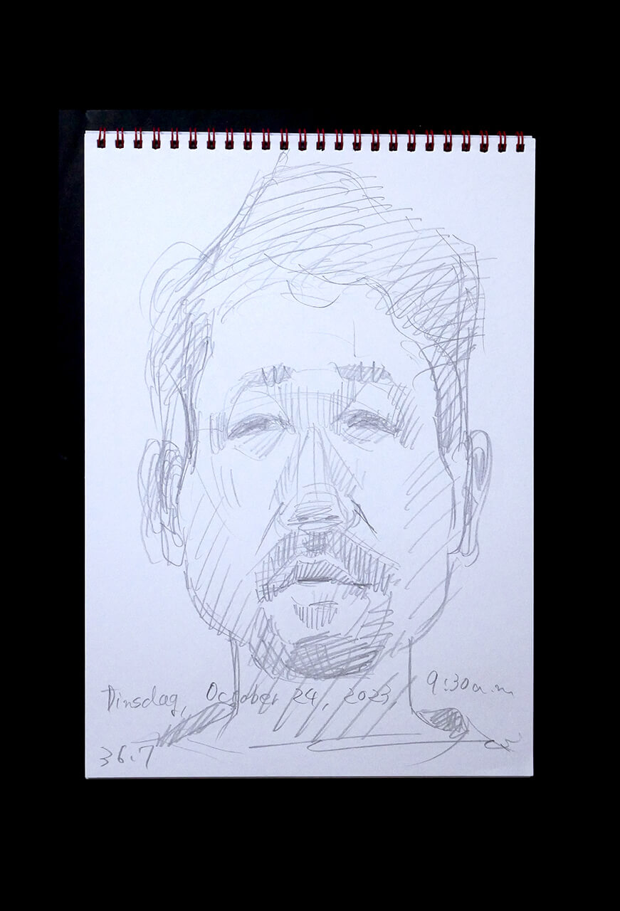 Contemporary artist SHINTAKU Tomoni's 2023/10/24 Self-portrait or pencil drawing