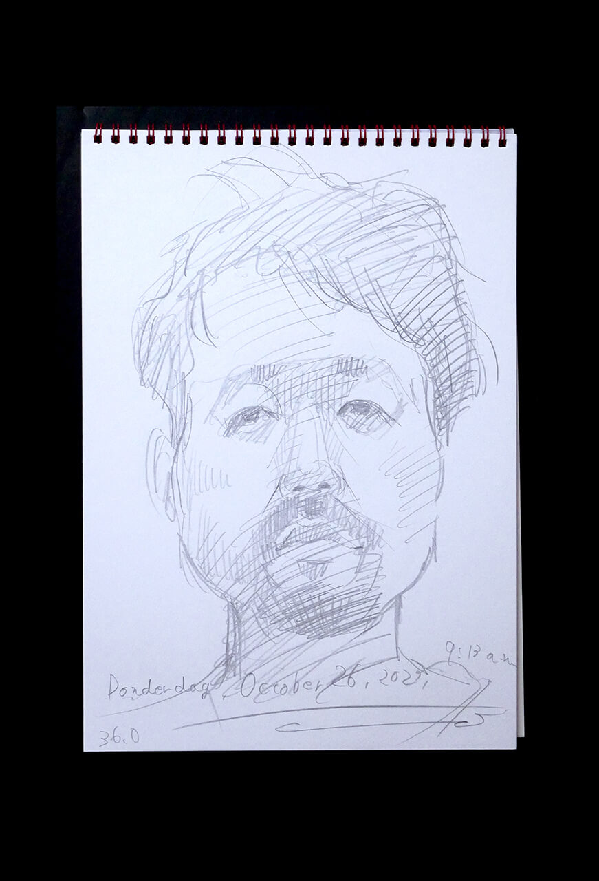 Contemporary artist SHINTAKU Tomoni's 2023/10/26 Self-portrait or pencil drawing
