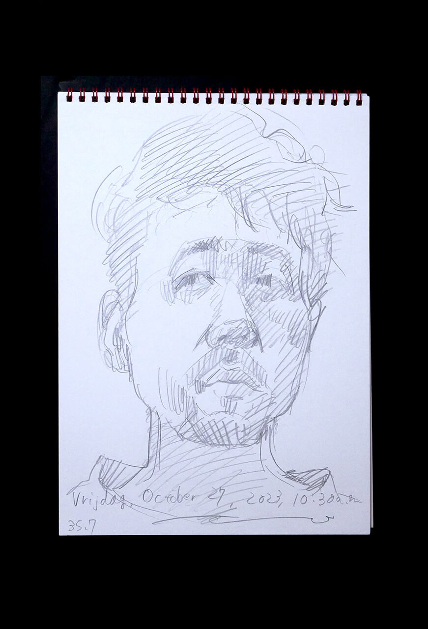 Contemporary artist SHINTAKU Tomoni's 2023/10/27 Self-portrait or pencil drawing