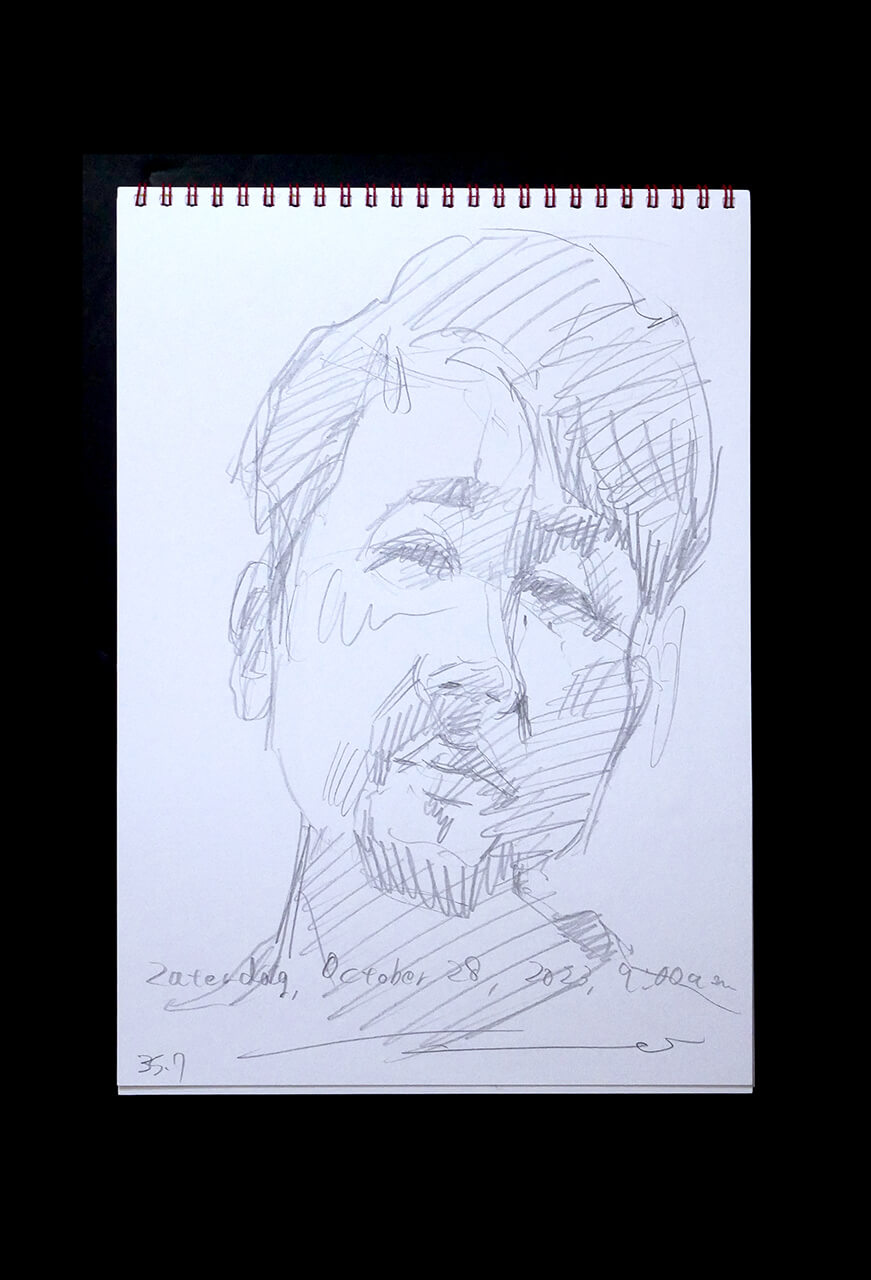 Contemporary artist SHINTAKU Tomoni's 2023/10/28 Self-portrait or pencil drawing