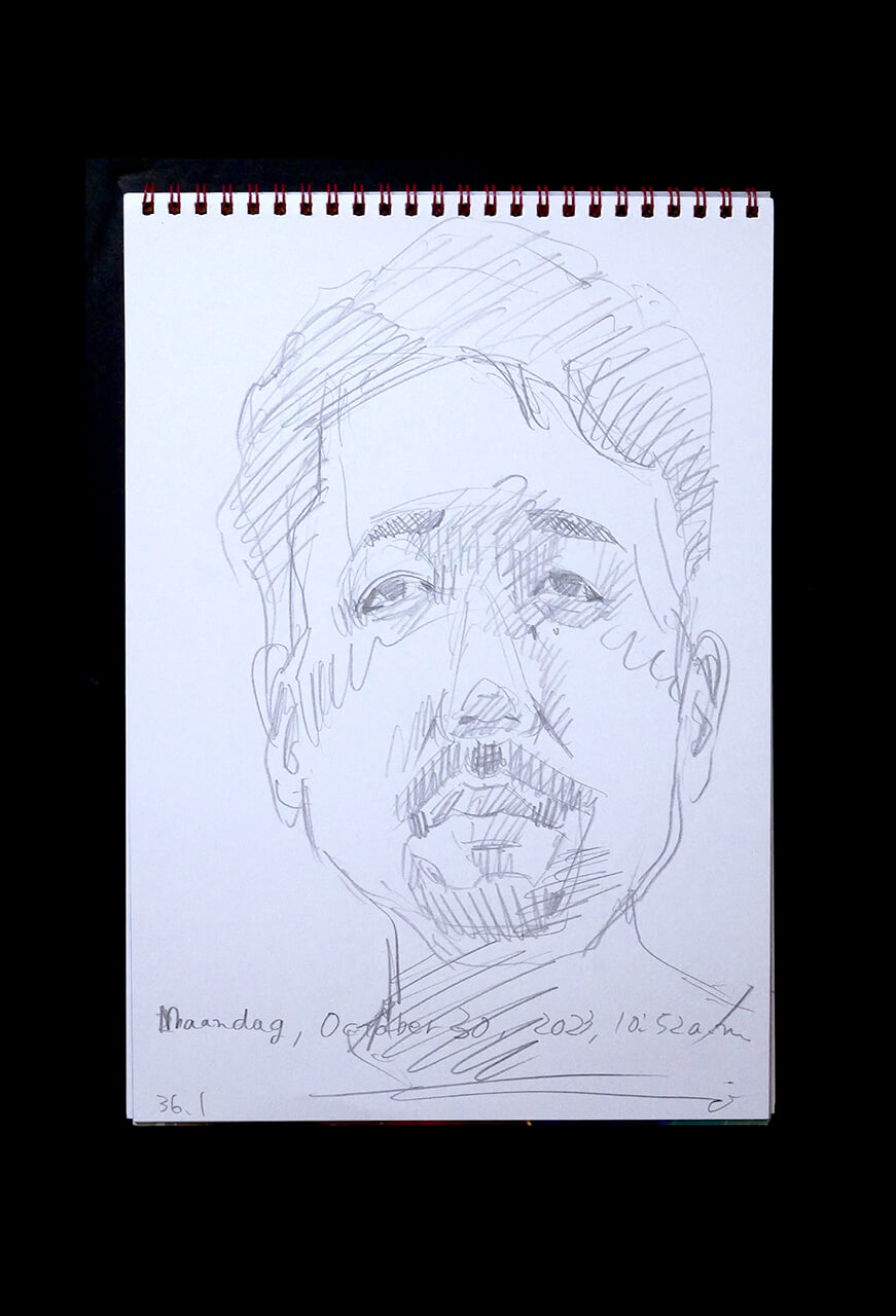 Contemporary artist SHINTAKU Tomoni's 2023/10/30 Self-portrait or pencil drawing