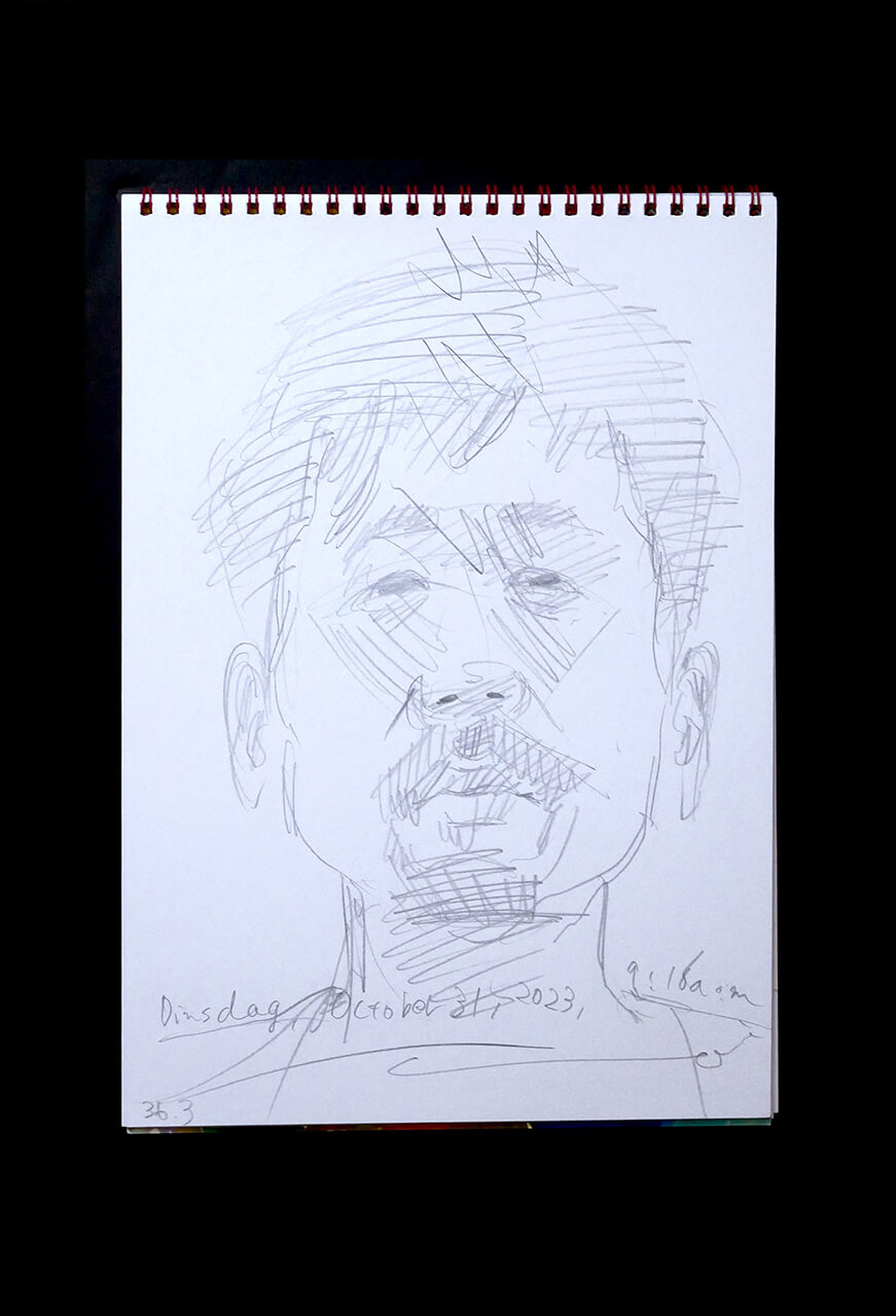 Contemporary artist SHINTAKU Tomoni's 2023/10/31 Self-portrait or pencil drawing