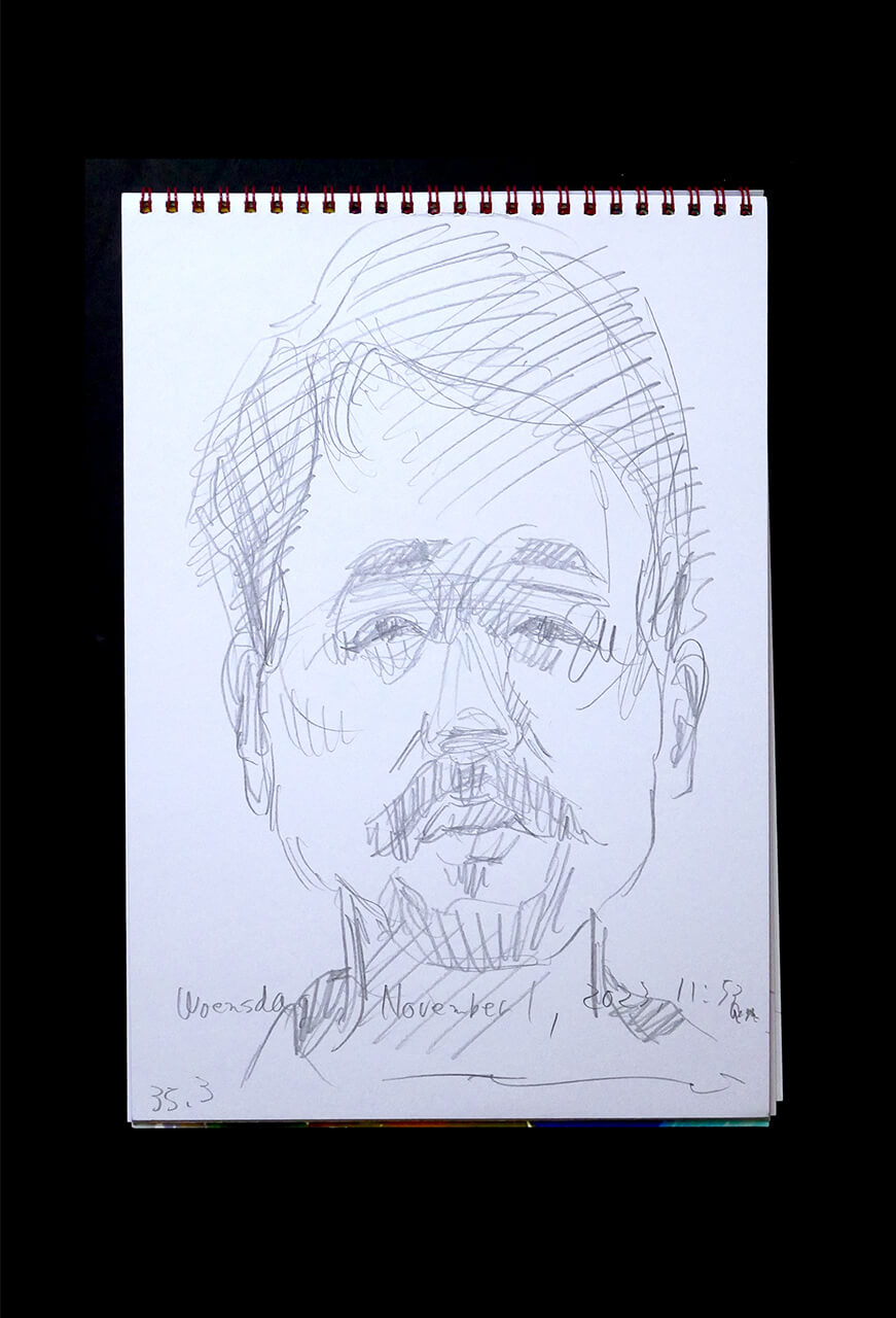 Contemporary artist SHINTAKU Tomoni's 2023/11/1 Self-portrait or pencil drawing